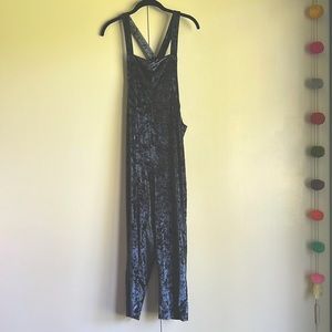 Urban Outfitters Blue Crushed Velvet Jumpsuit